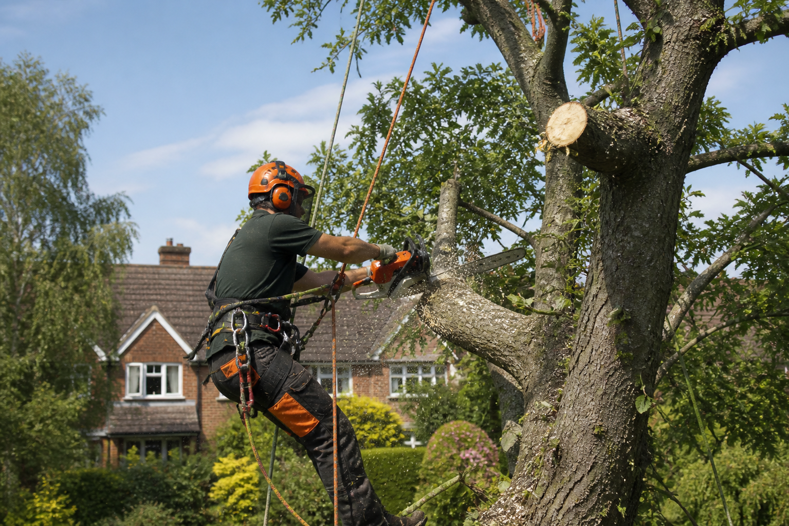 Tree Surgeon Cutting Tree